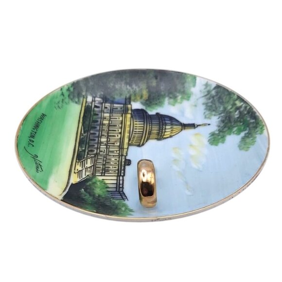 Vintage Hand Painted Washington DC Capital Building Souvenir Plate w/ Handle - Picture 5 of 7
